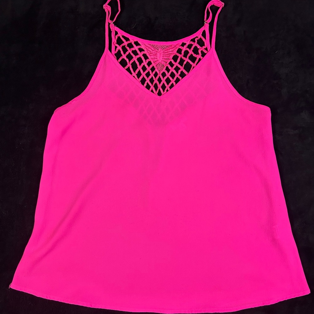 Mine Hot Pink Camisole with Lace Accent